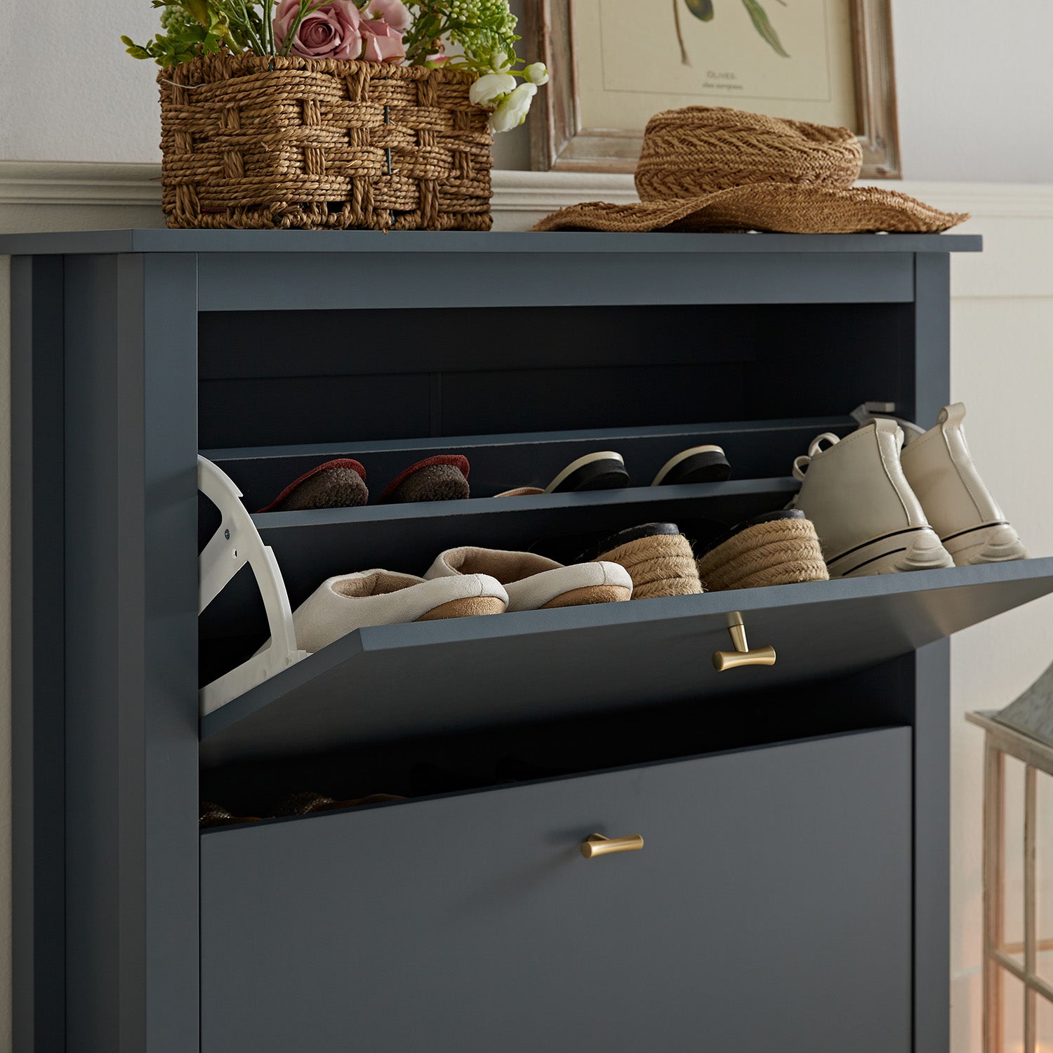 Oakham 2-Tier Shoe Cabinet, Stormy Blue