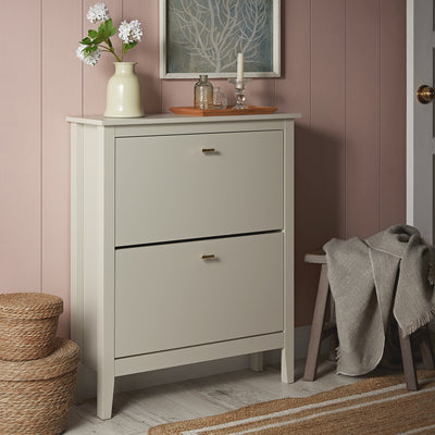 Oakham 2-Tier Shoe Cabinet, Shaded White
