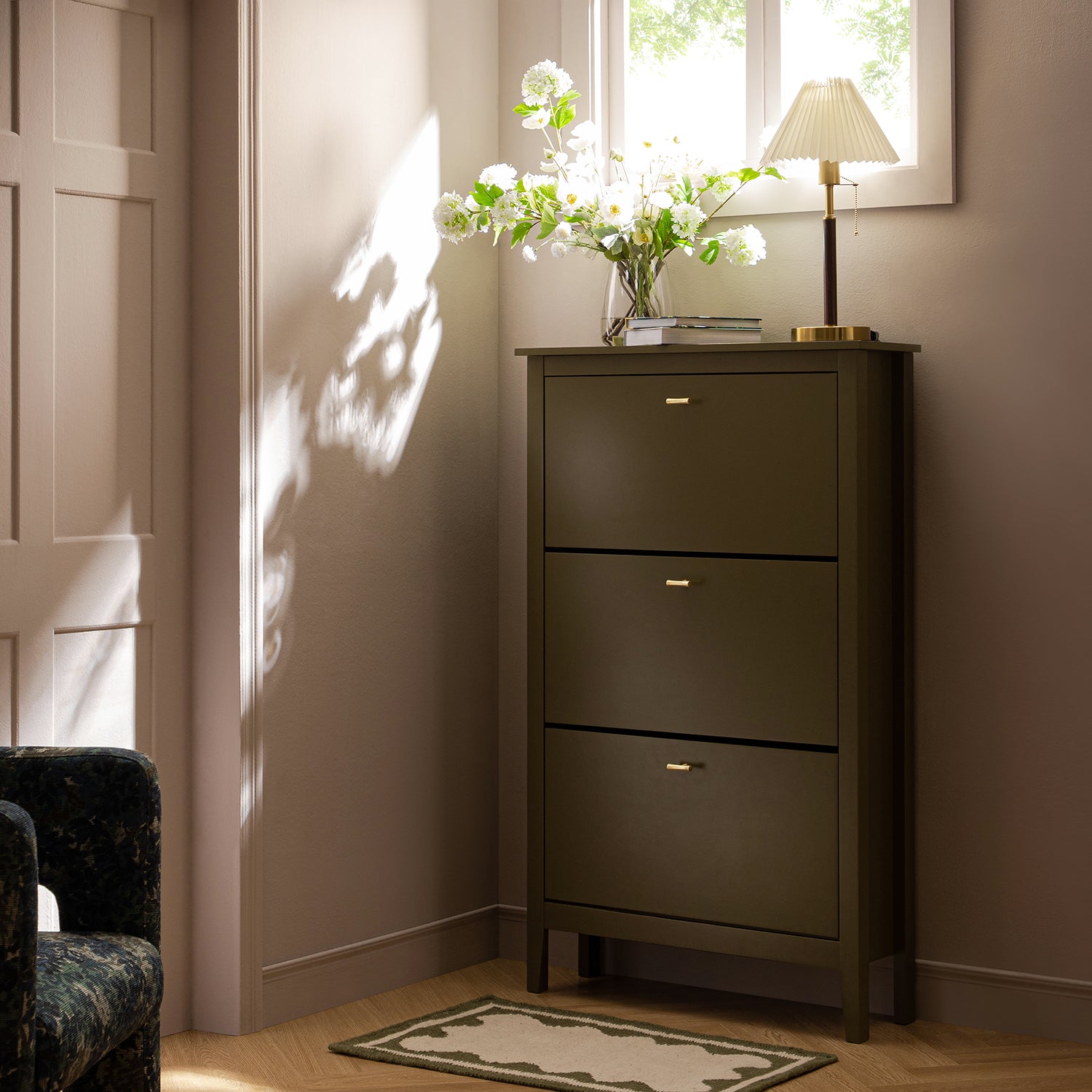 Oakham 3-Tier Shoe Cabinet, Olive Grove