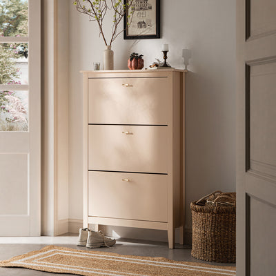 Oakham 3-Tier Shoe Cabinet, Nude Pink