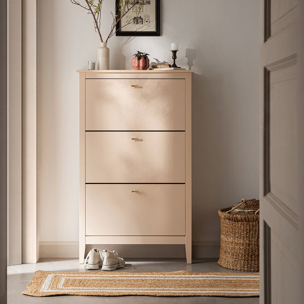 Oakham 3-Tier Shoe Cabinet, Nude Pink