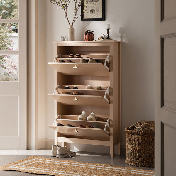 Oakham 3-Tier Shoe Cabinet, Nude Pink