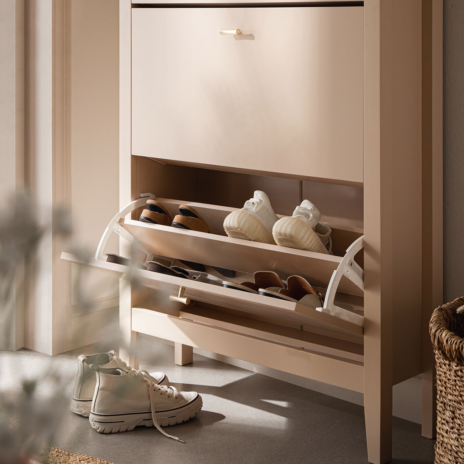 Oakham 3-Tier Shoe Cabinet, Nude Pink