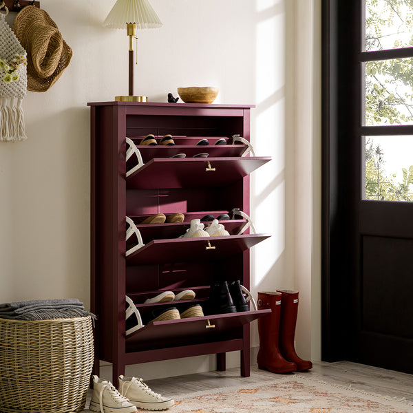 Oakham 3-Tier Shoe Cabinet, Wild Cherry