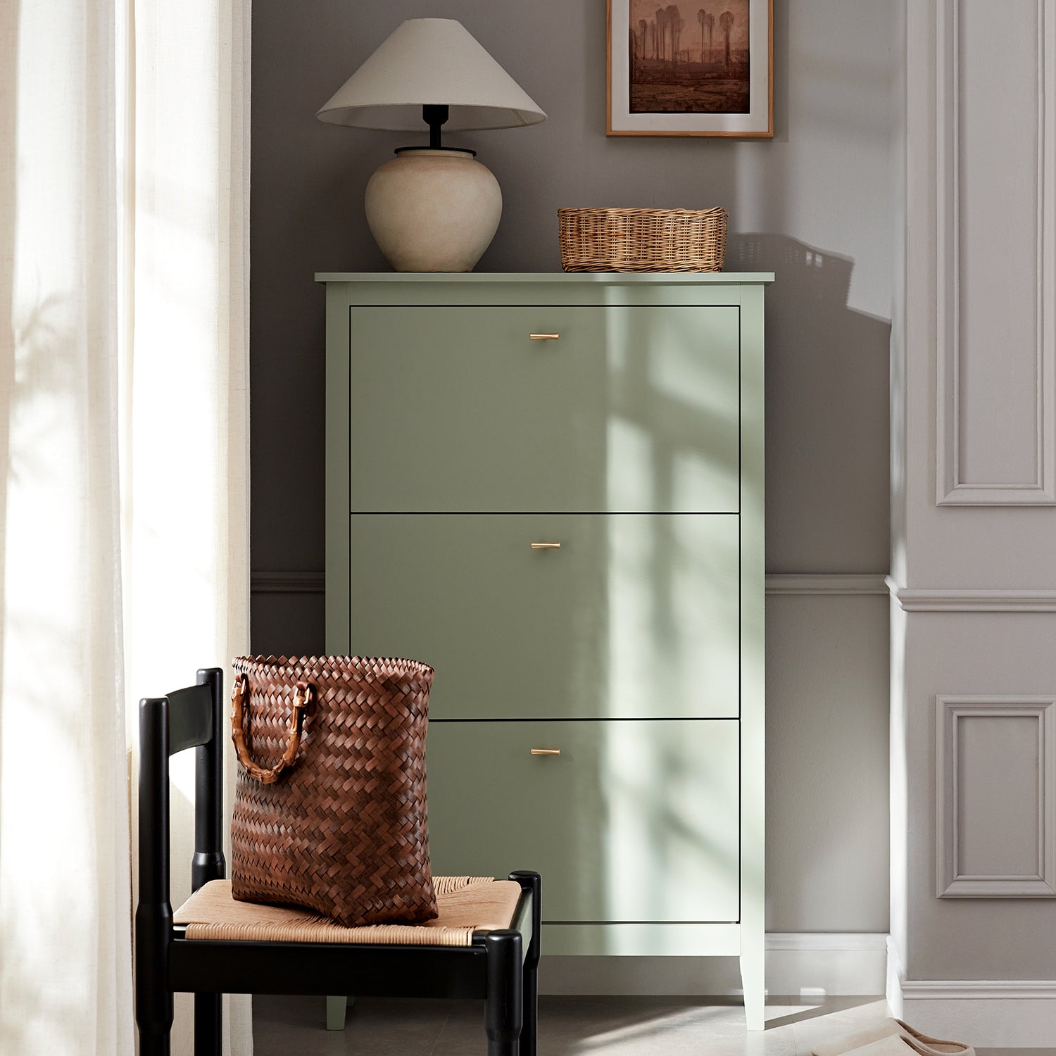 Oakham 3-Tier Shoe Cabinet, Desert Sage