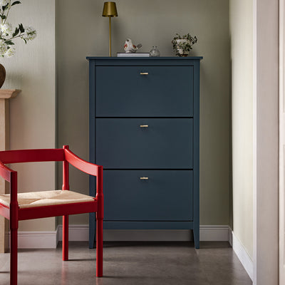 Oakham 3-Tier Shoe Cabinet, Stormy Blue