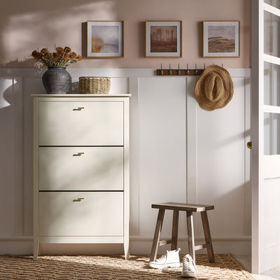 Oakham 3-Tier Shoe Cabinet, Shaded White