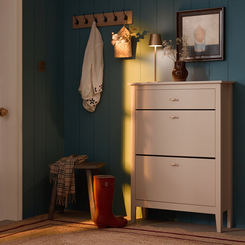 Oakham 2-Tier Shoe Cabinet with Top Drawer, Nude Pink