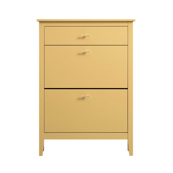 Oakham 2-Tier Shoe Cabinet with Top Drawer, Rattan Yellow