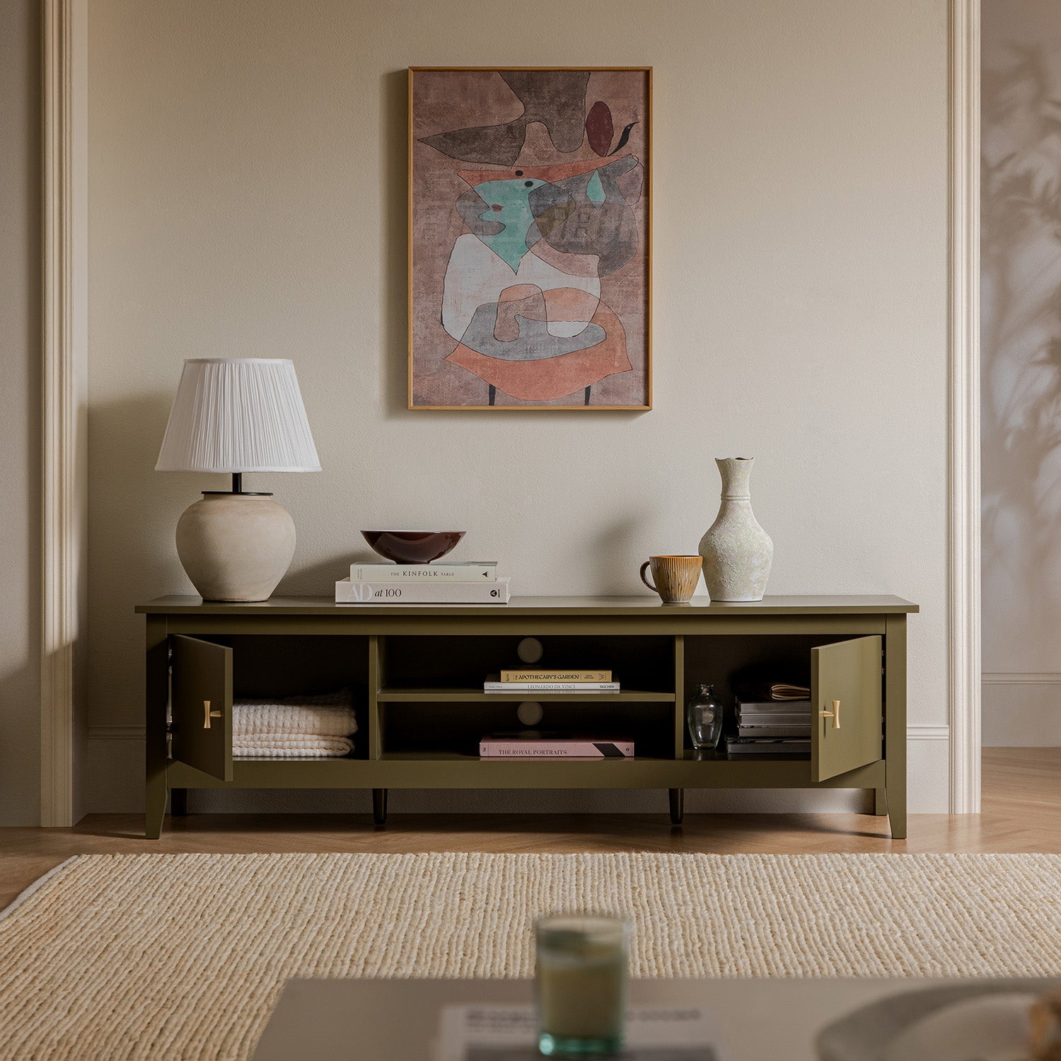 Oakham 59" Wide Media Unit, Olive Grove