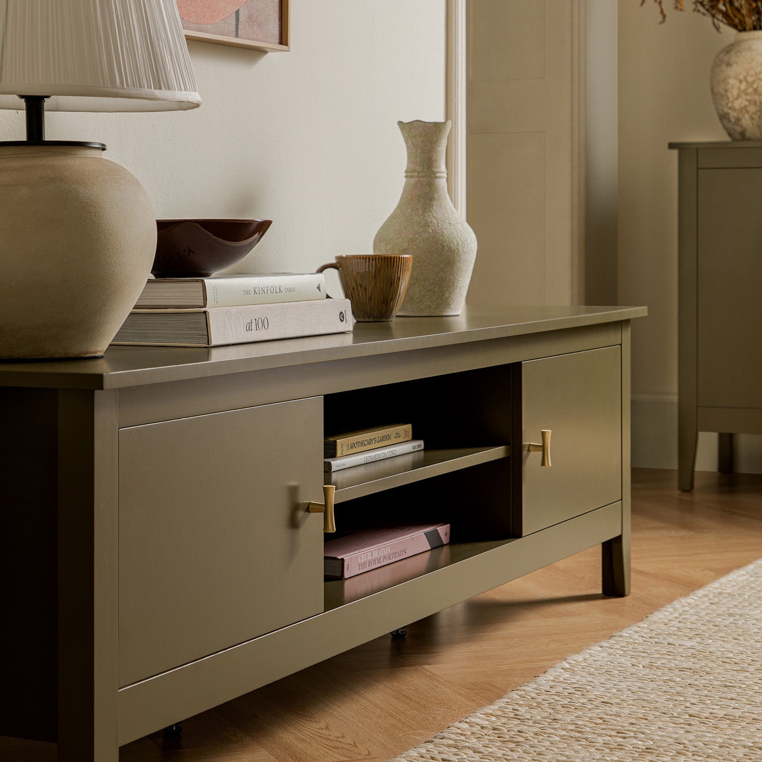 Oakham 59" Wide Media Unit, Olive Grove