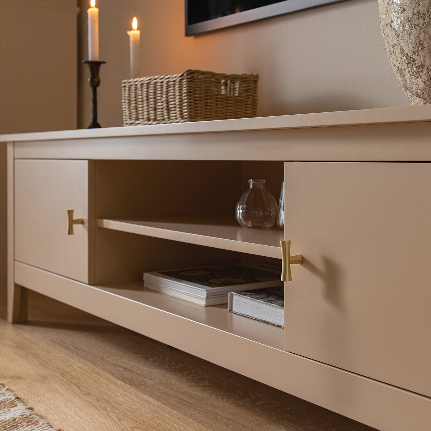 Oakham 59" Wide Media Unit, Nude Pink