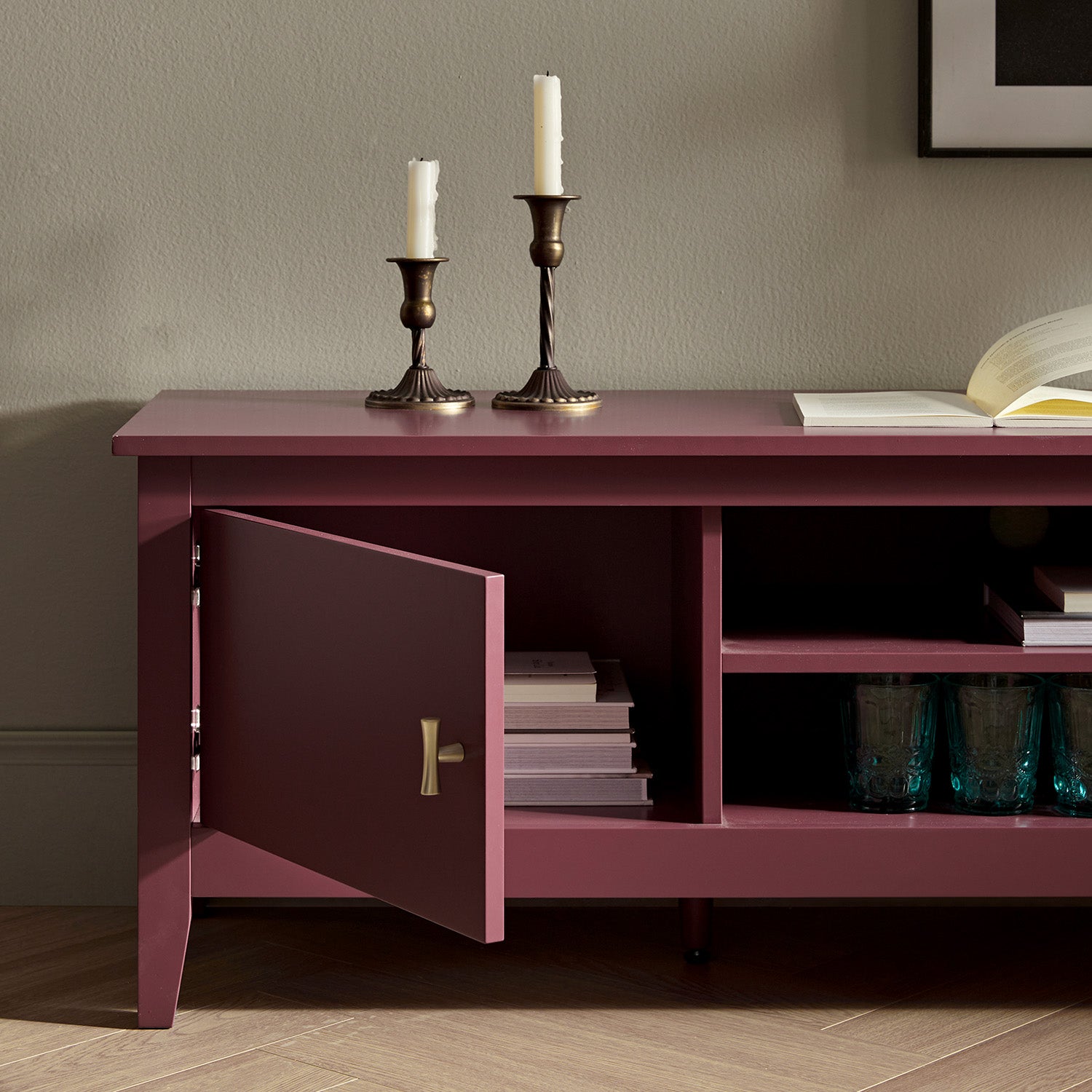 Oakham 59" Wide Media Unit, Wild Cherry