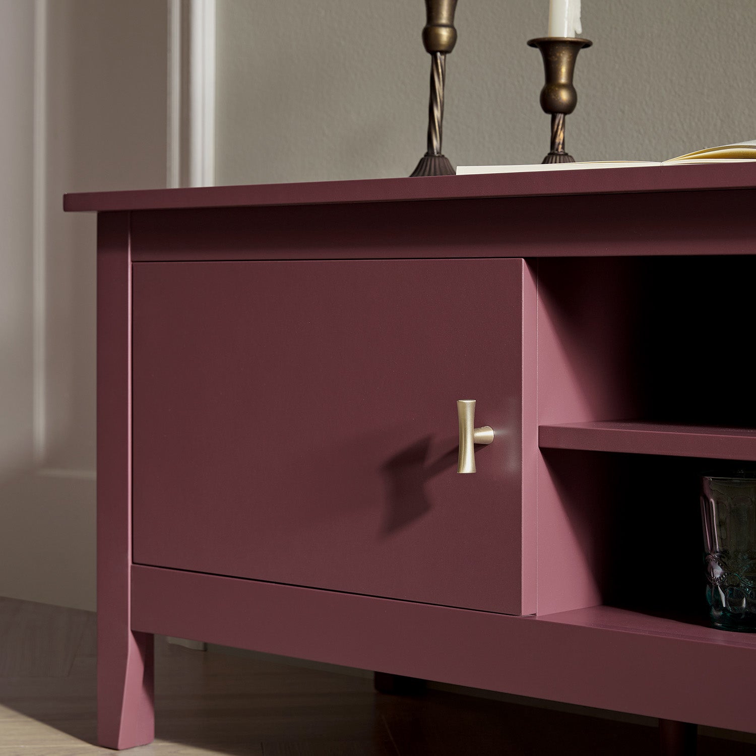 Oakham 59" Wide Media Unit, Wild Cherry