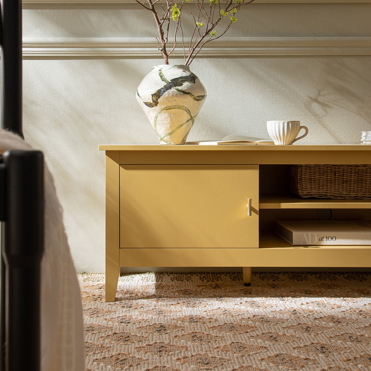 Oakham 59" Wide Media Unit, Rattan Yellow