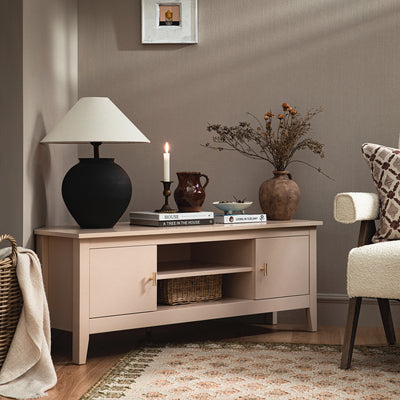 Oakham 47" Wide Corner Media Unit, Nude Pink