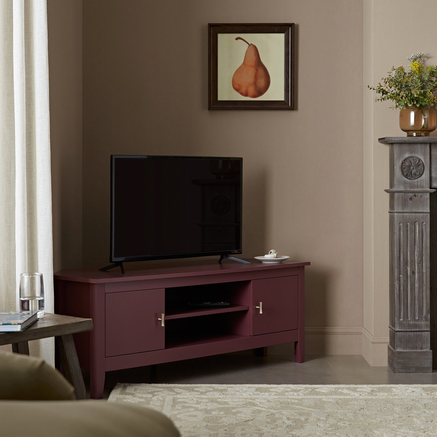 Oakham 47" Wide Corner Media Unit, Wild Cherry