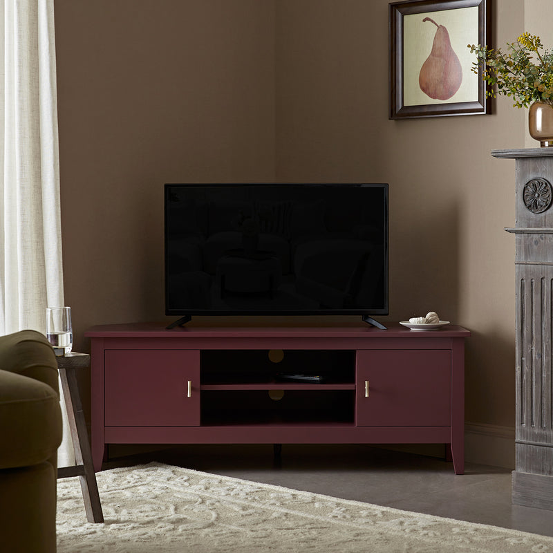 Oakham 47" Wide Corner Media Unit, Wild Cherry