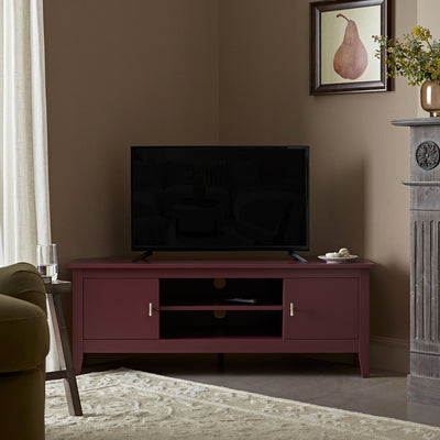 Oakham 47" Wide Corner Media Unit, Wild Cherry