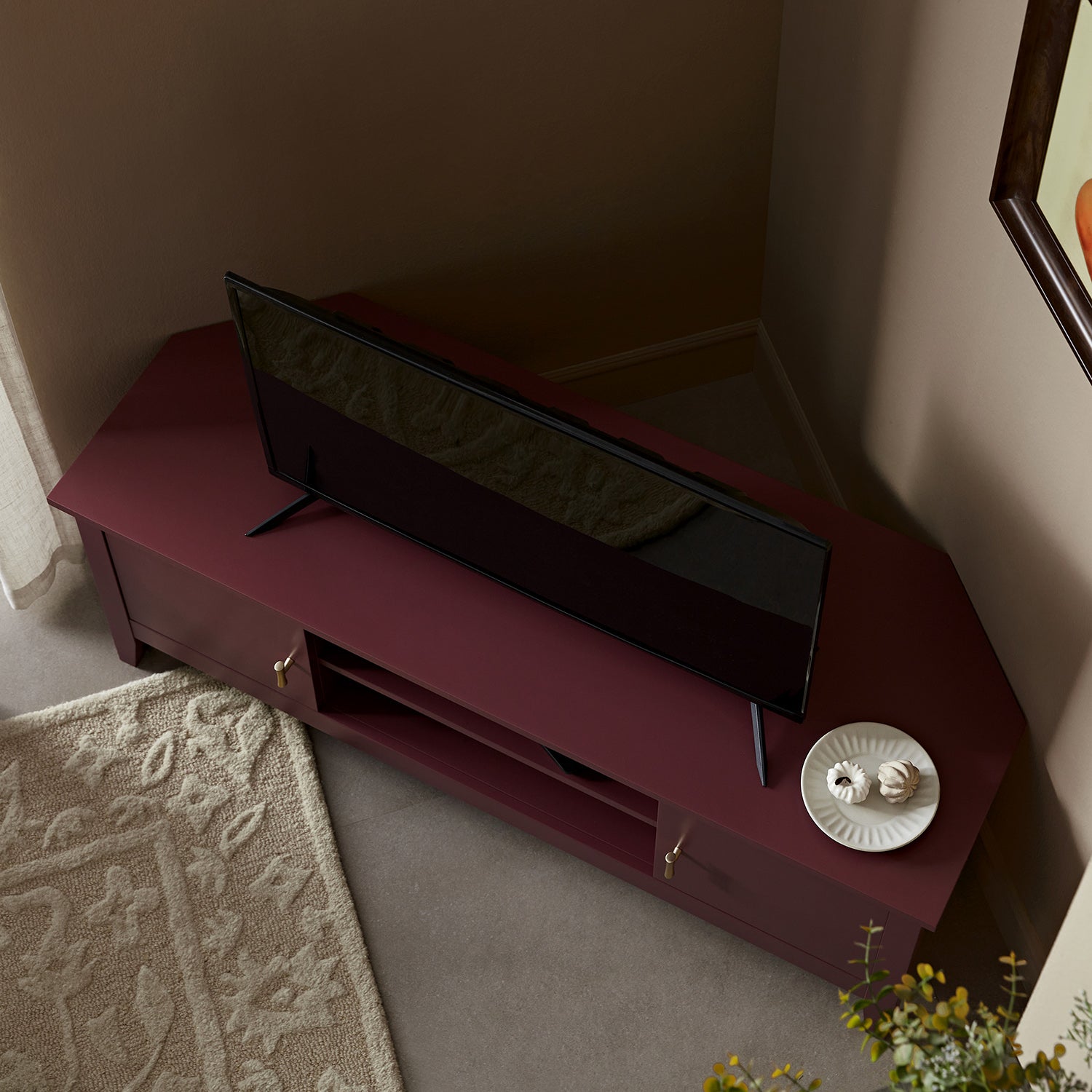 Oakham 47" Wide Corner Media Unit, Wild Cherry