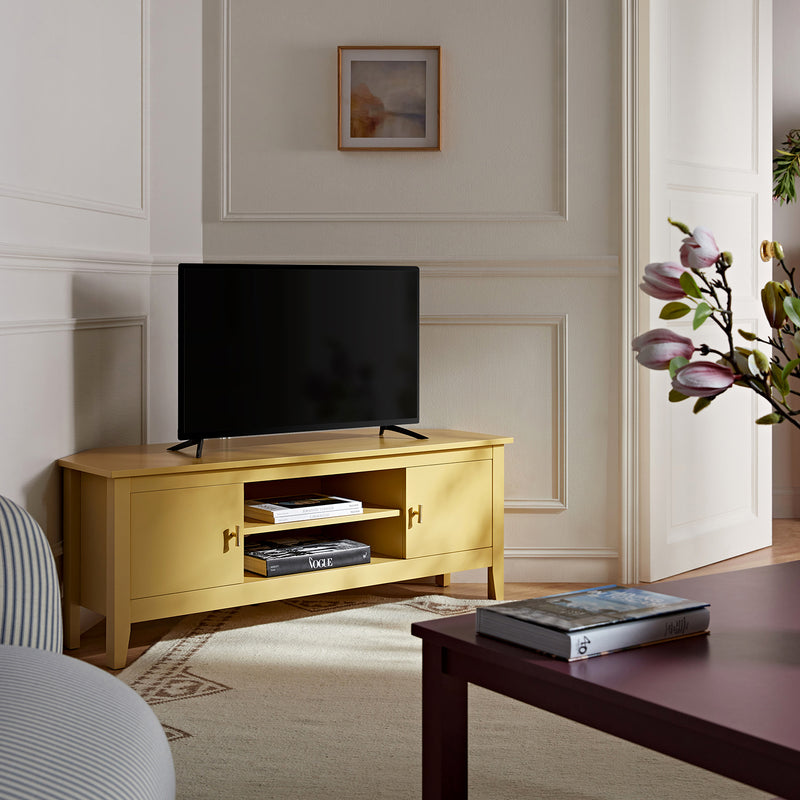 Oakham 47" Wide Corner Media Unit, Rattan Yellow
