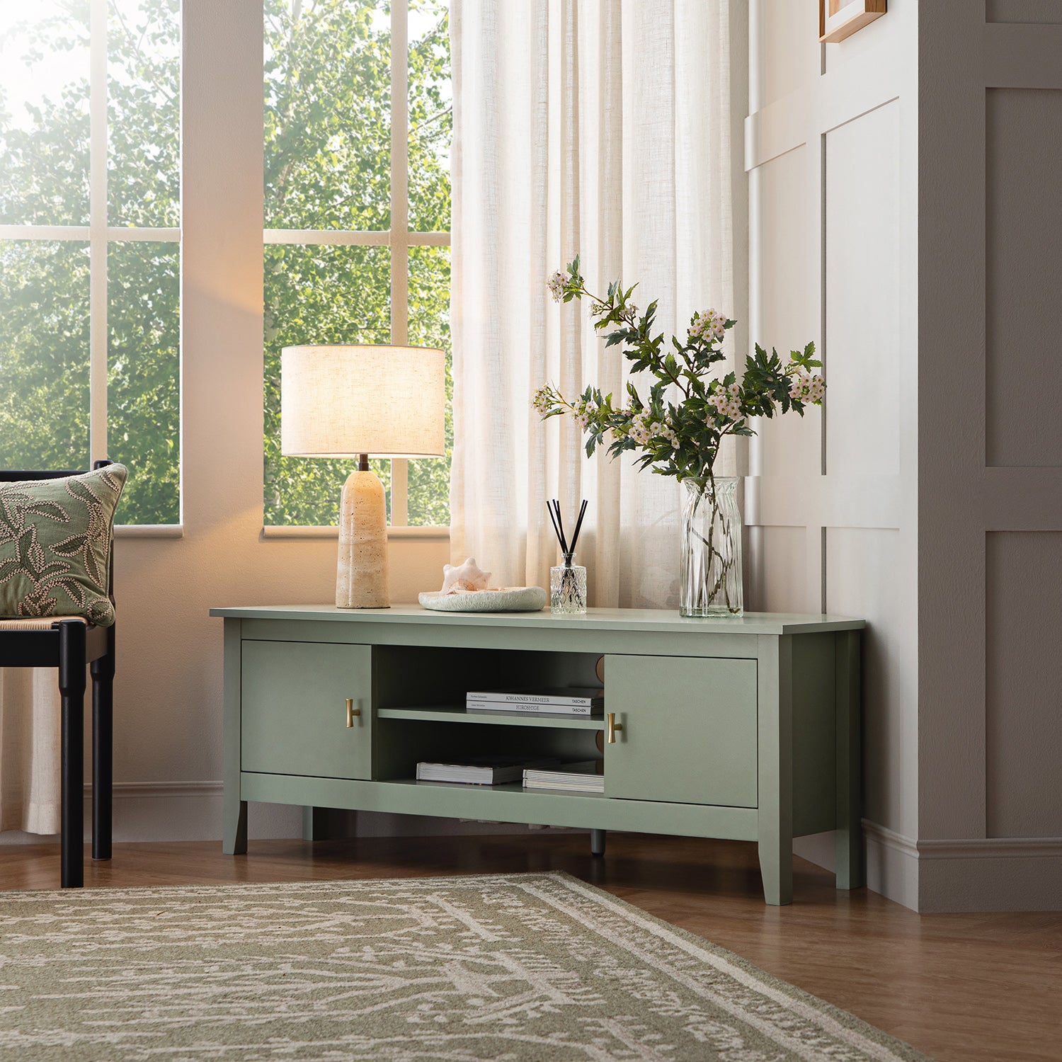 Oakham 47" Wide Corner Media Unit, Desert Sage