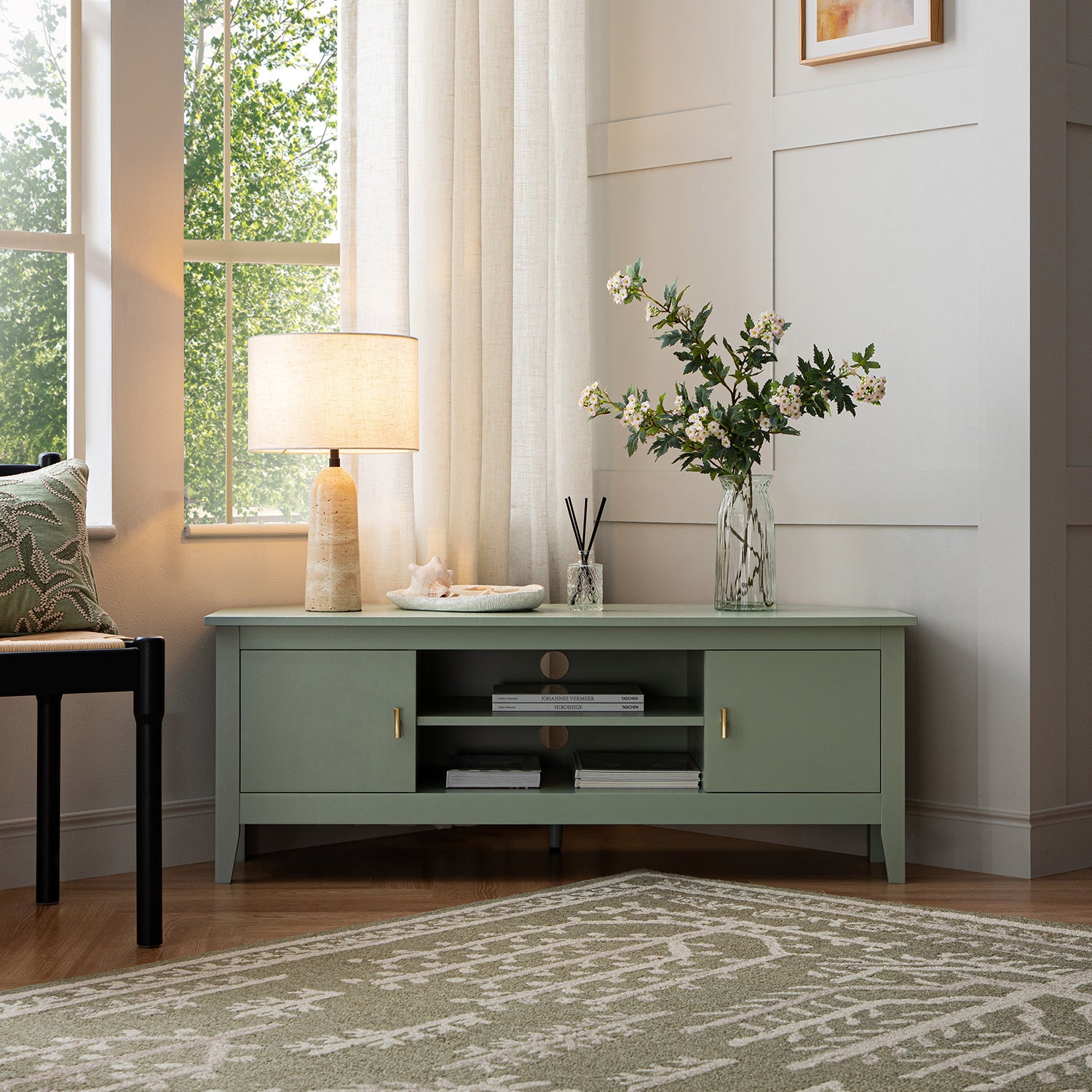 Oakham 47" Wide Corner Media Unit, Desert Sage