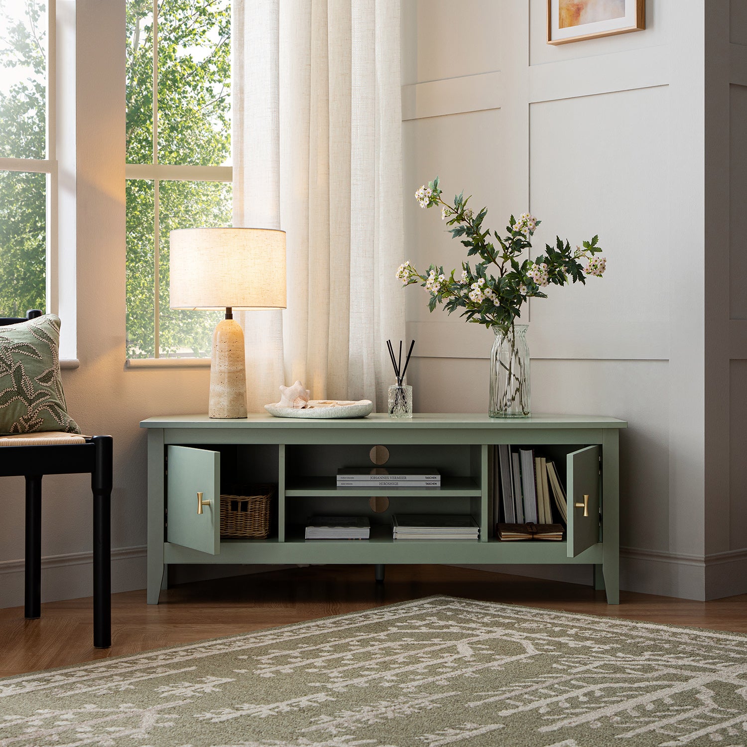 Oakham 47" Wide Corner Media Unit, Desert Sage
