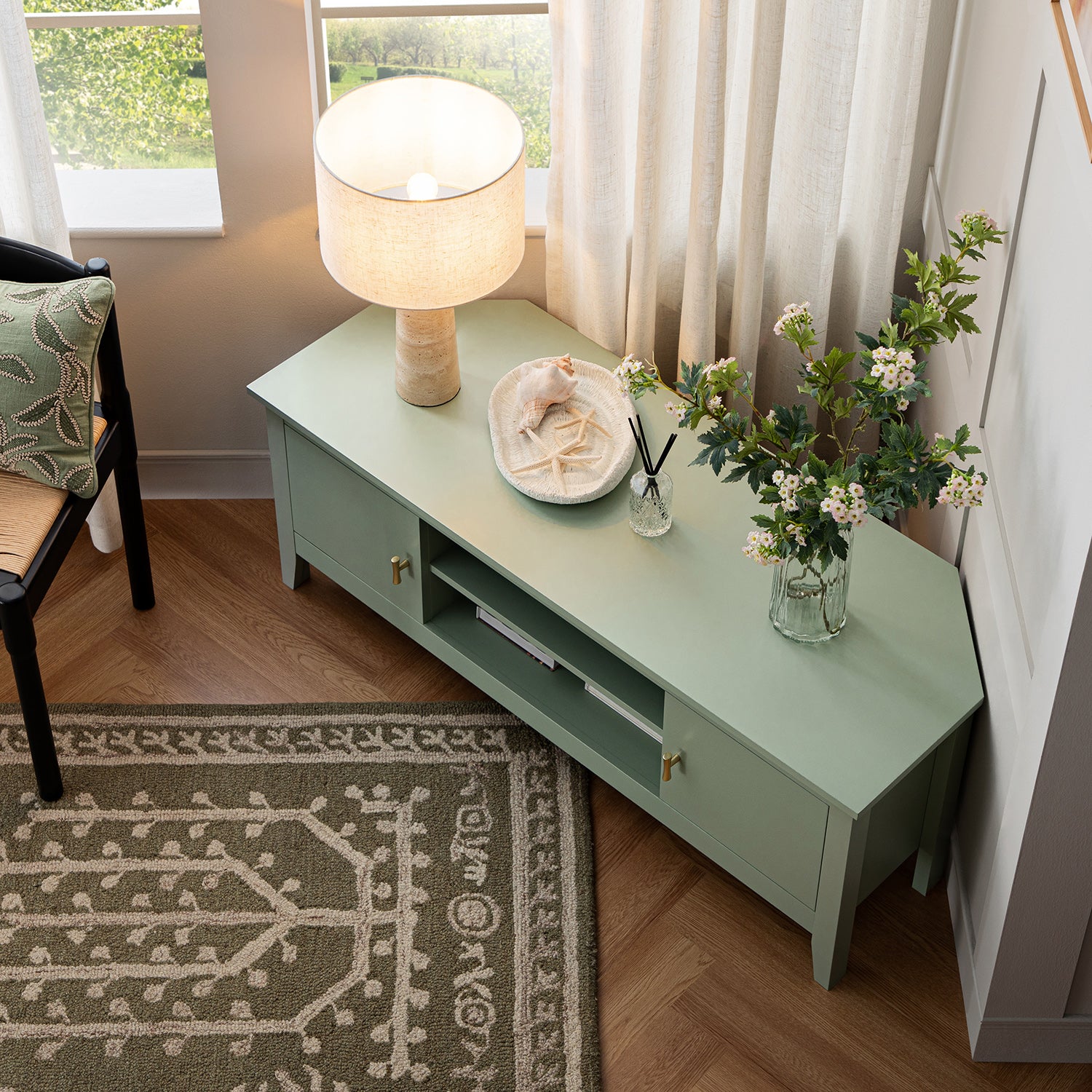 Oakham 47" Wide Corner Media Unit, Desert Sage