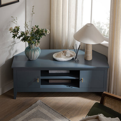 Oakham 47" Wide Corner Media Unit, Stormy Blue