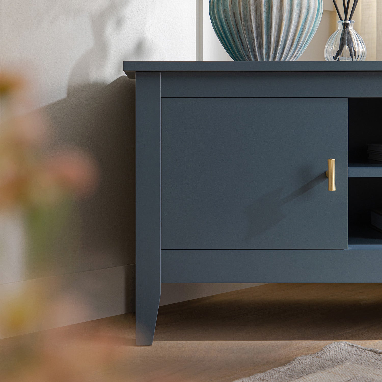 Oakham 47" Wide Corner Media Unit, Stormy Blue