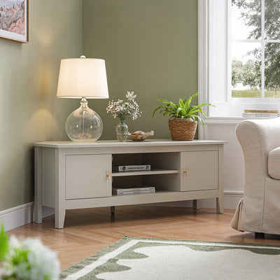 Oakham 47" Wide Corner Media Unit, Shaded White