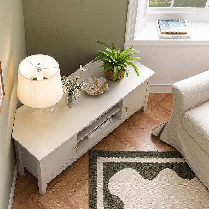 Oakham 47" Wide Corner Media Unit, Shaded White