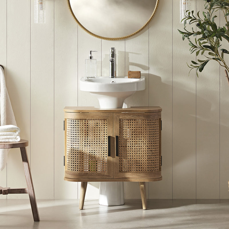 Izzy Curved Rattan Undersink Unit, Natural