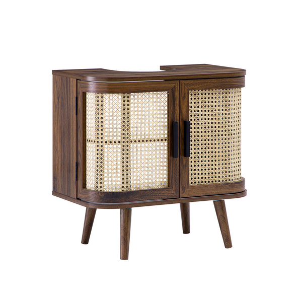 Izzy Curved Rattan Undersink Unit, Walnut