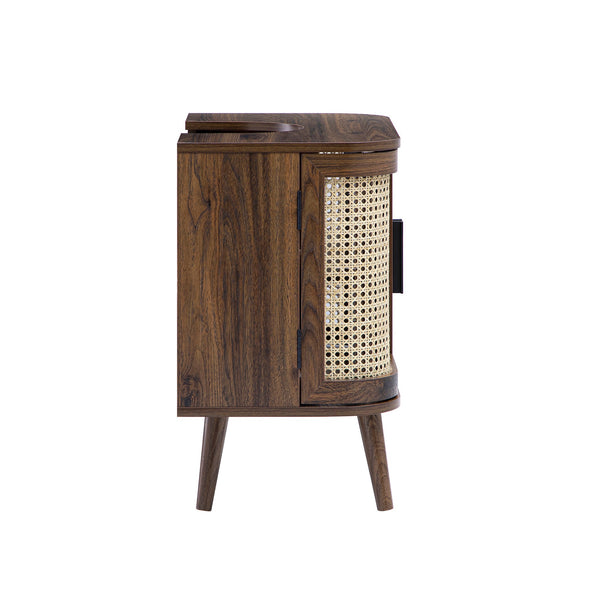 Izzy Curved Rattan Undersink Unit, Walnut