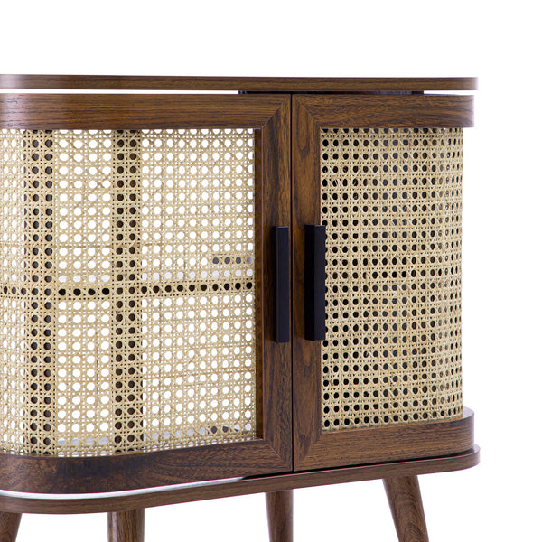 Izzy Curved Rattan Undersink Unit, Walnut