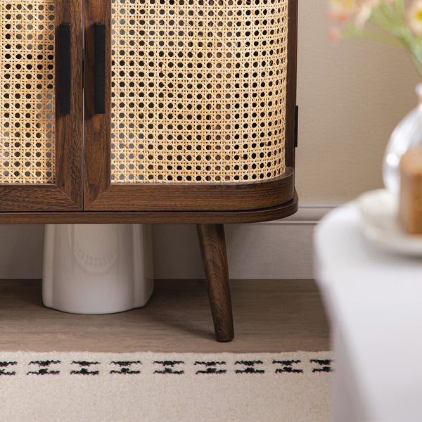 Izzy Curved Rattan Undersink Unit, Walnut