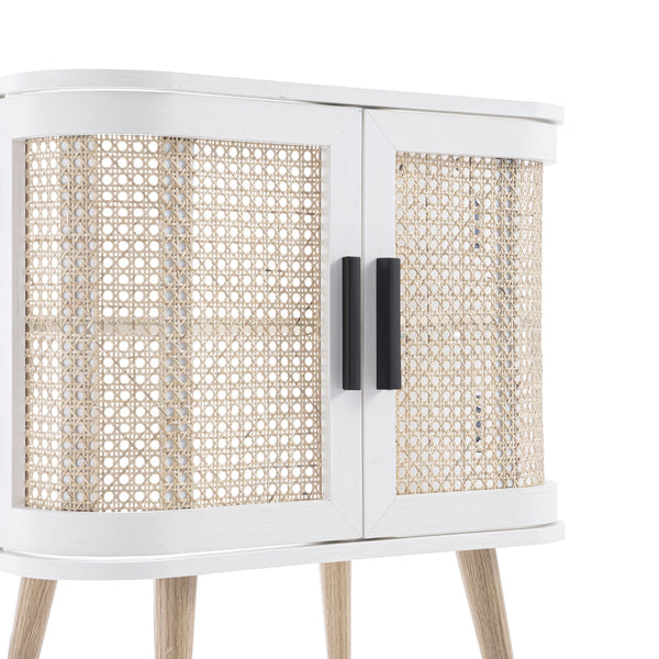 Izzy Curved Rattan Undersink Unit, White