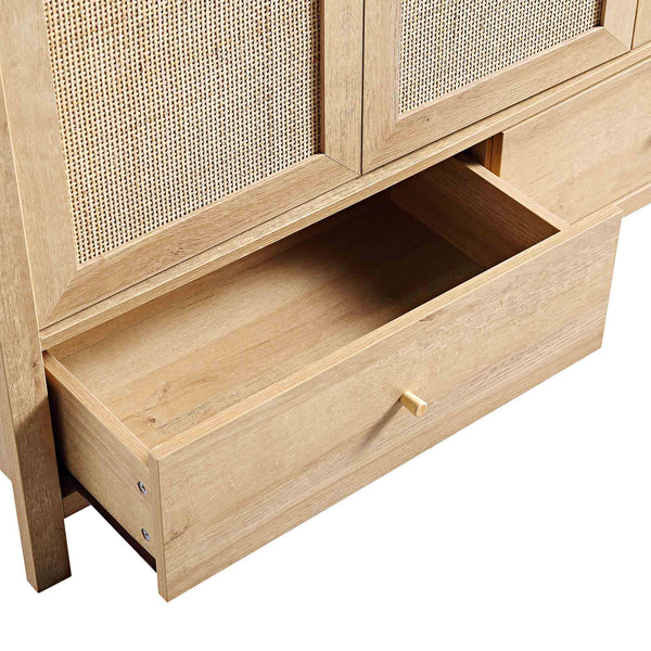 Frances Rattan Triple Closet with 2 Drawers, Natural