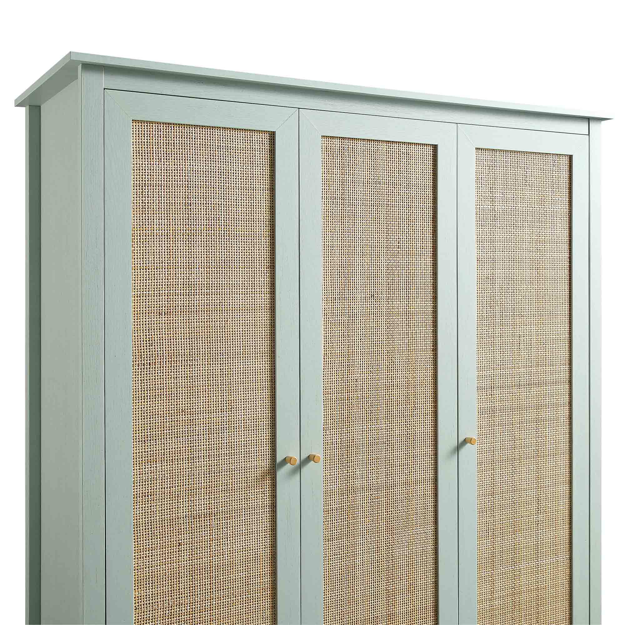 Frances Rattan Triple Closet with 2 Drawers, Mint | daals.com