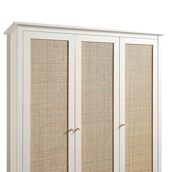 Frances Rattan Triple Closet with 2 Drawers, White