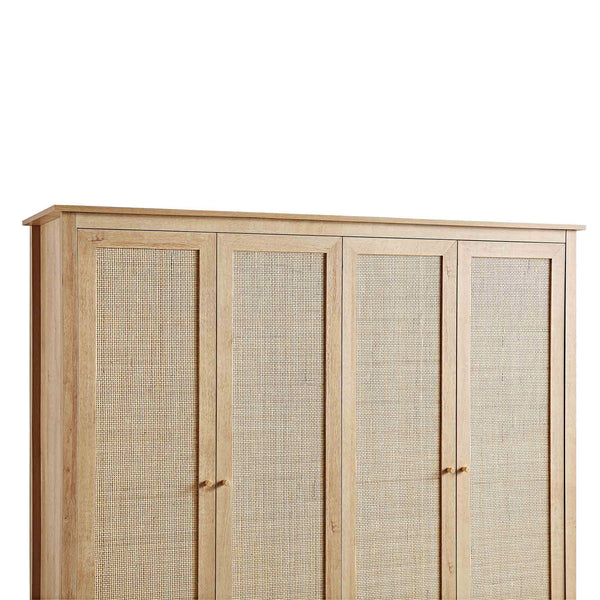 Frances Rattan 4-Door Closet with 2 Drawers, Natural