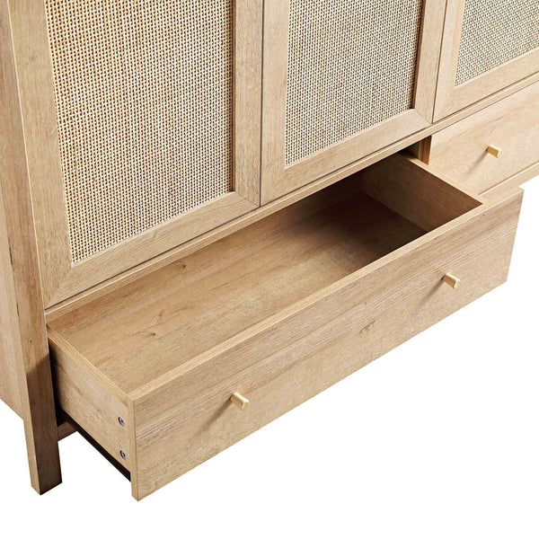 Frances Rattan 4-Door Closet with 2 Drawers, Natural