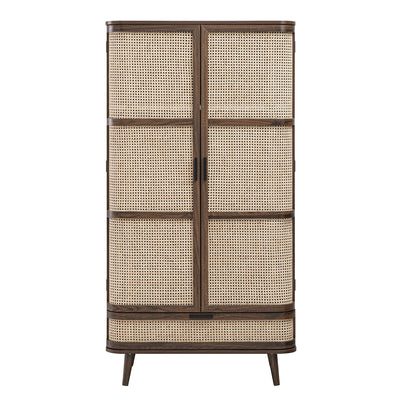Izzy Curved Rattan Double Closet, Walnut
