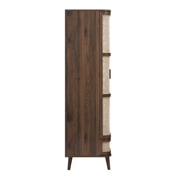 Izzy Curved Rattan Double Closet, Walnut