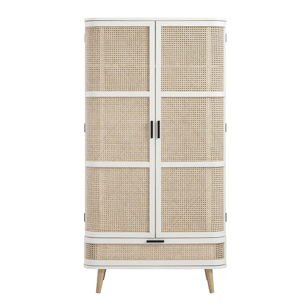 Izzy Curved Rattan Double Closet, White