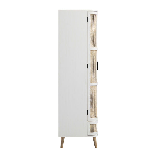 Izzy Curved Rattan Double Closet, White