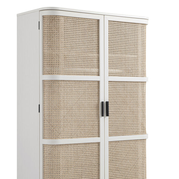 Izzy Curved Rattan Double Closet, White