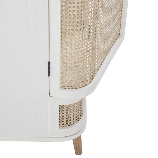 Izzy Curved Rattan Double Closet, White
